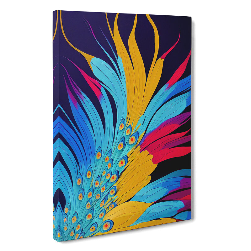 Peacock Feathers Abstract - Wrapped Canvas Print, 50cm H x 35cm W