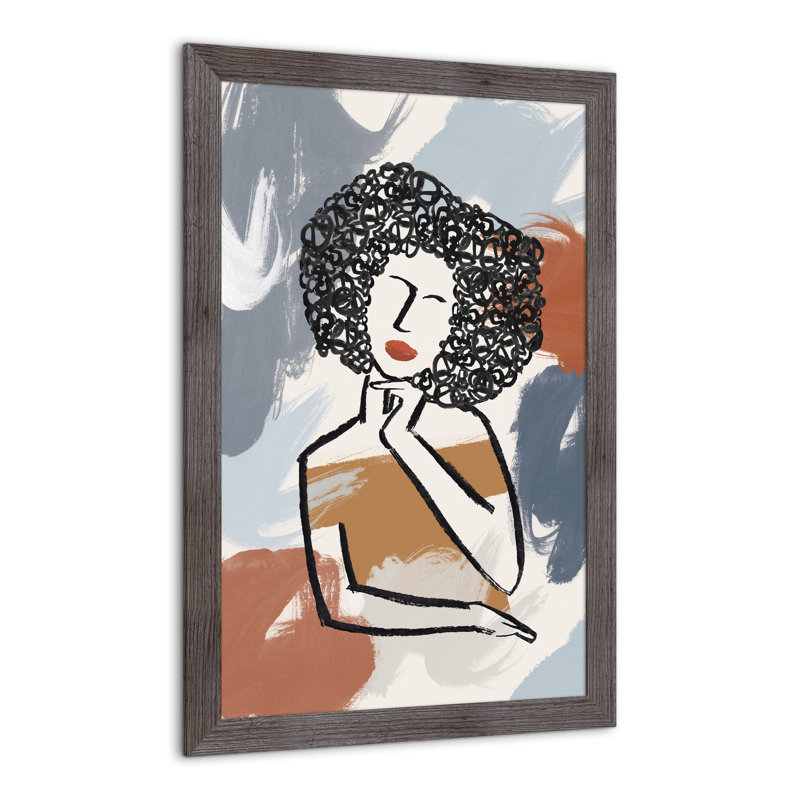 Dame réfléchie - imprimé, H 36 po x l 24 po x P 0,75 po, Cadre photo gris en acrylique