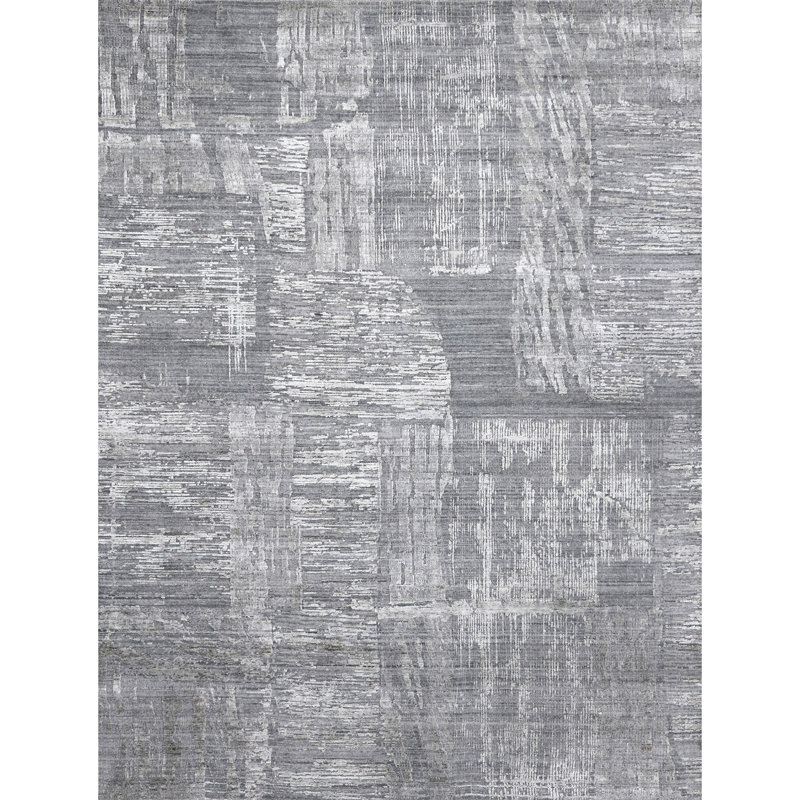 Abstract Area Rug in Ivory, Rectangle 6' x 9'