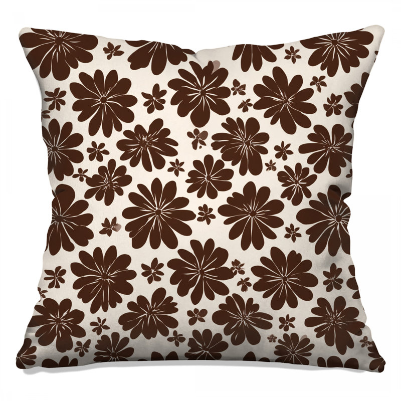 Coussin Floral, Carré 26 po, Brown Floral