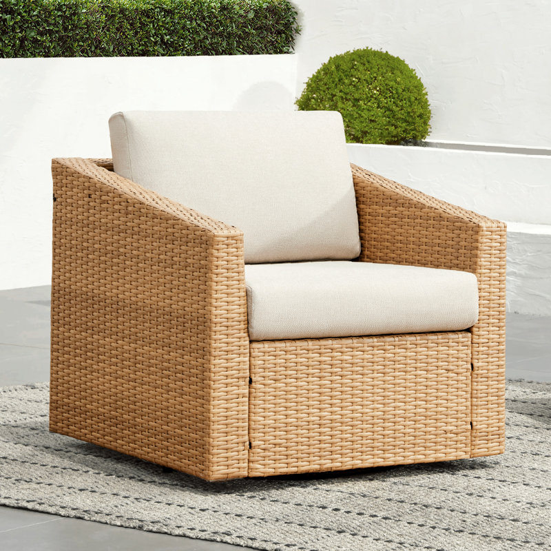Chaise de patio pivotante simple avec repose-pieds Tiaka, Beige, Brown, Non