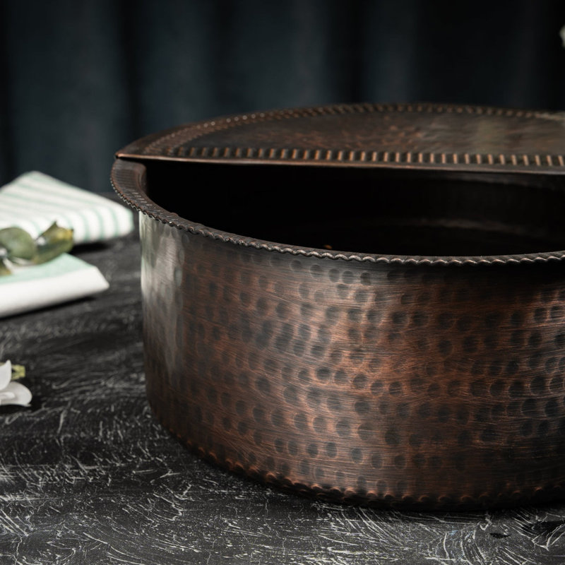 ALFIQ Handmade Solid Copper Pedicure Bowl with Removable Footrest for Spa and Home Foot Soaking, Dark Bronze