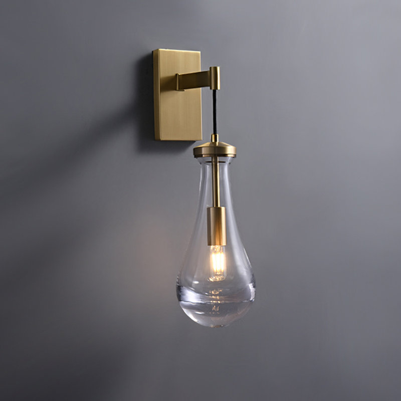 1-Light TearDrop Glass Wall Sconce 