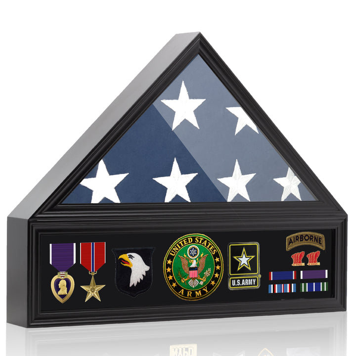 Medium Military 21'' H x 27'' W Solid Wood Display Case