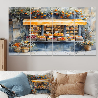 French Cafe in Yellow and Green Tones II - French Cafe, ensemble d'art sur toile