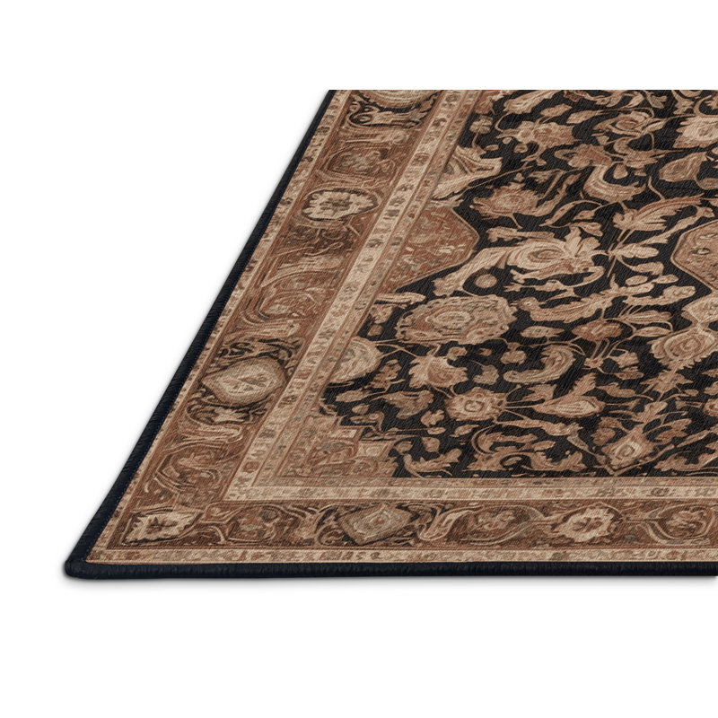Tapis brun lavable à la machine, Rond 8 pi