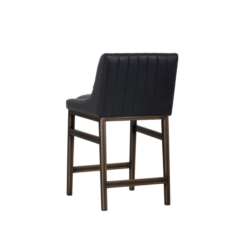 Halden Armless Bar & Counter Stool, Black Seat/ Dark Brown Frame, Counter Stool (26" Seat Height)
