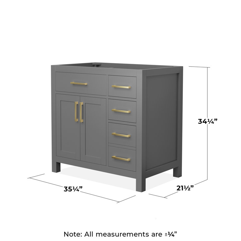Base de meuble-lavabo simple autoportante 35,25 po Beckett, Dark Grey/Brushed Gold