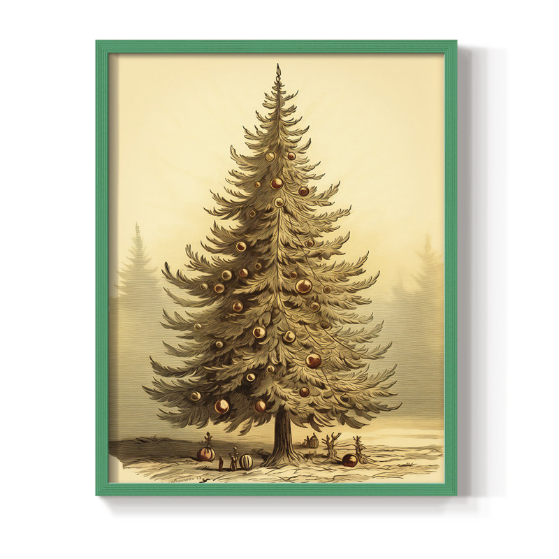 «Christmas Holiday Art CDL XXXVI», reproduction encadrée - bois massif, Vert, H 15 po x l 12 po