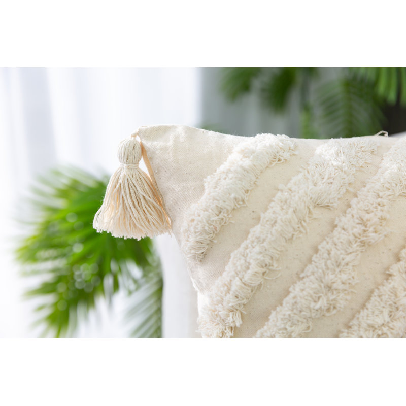 Housse de coussin Novel, Blanc cassé, Rectangulaire