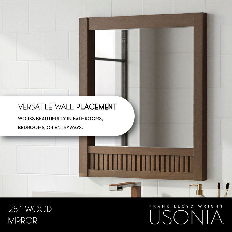 Through Lines Flat Wall Mirror, 30" x 28", Brown