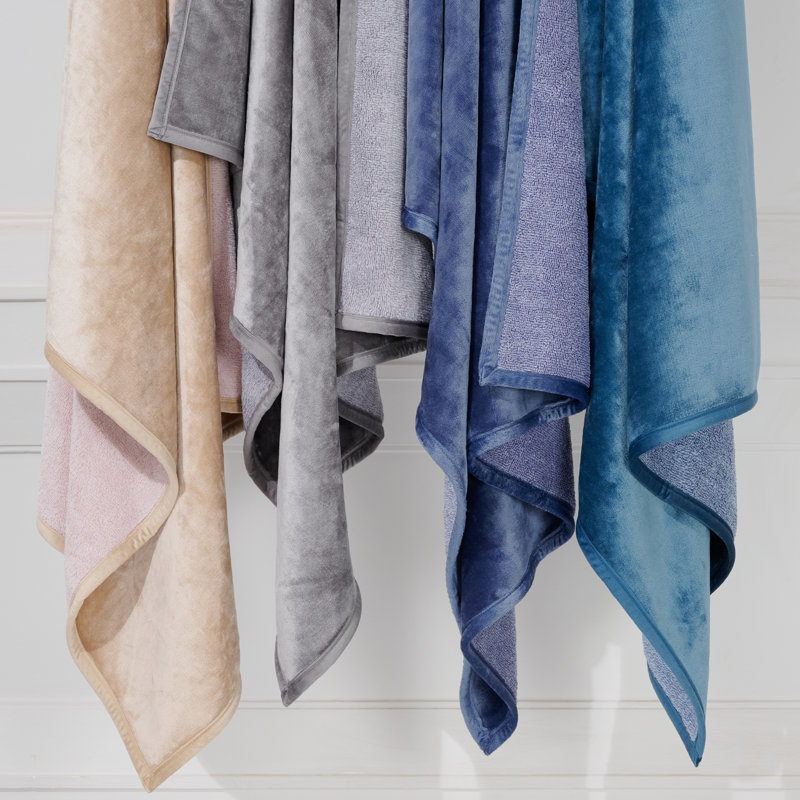 Jeté réversible chiné en velours pour le canapé CBCHome, Taupe