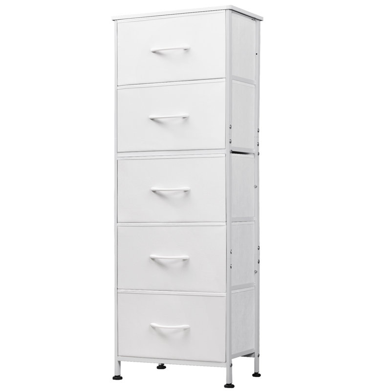 Commode verticale 5 tiroirs Ojaswi, Blanc