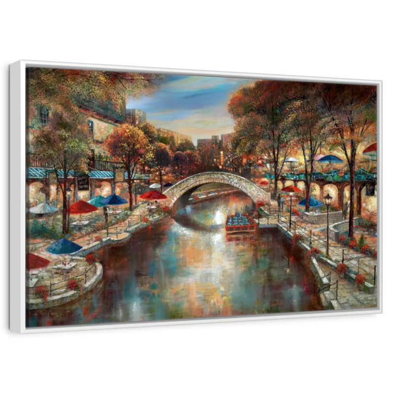 Soirée sur le canal, Cadre flottant blanc, 46 po x 31 po