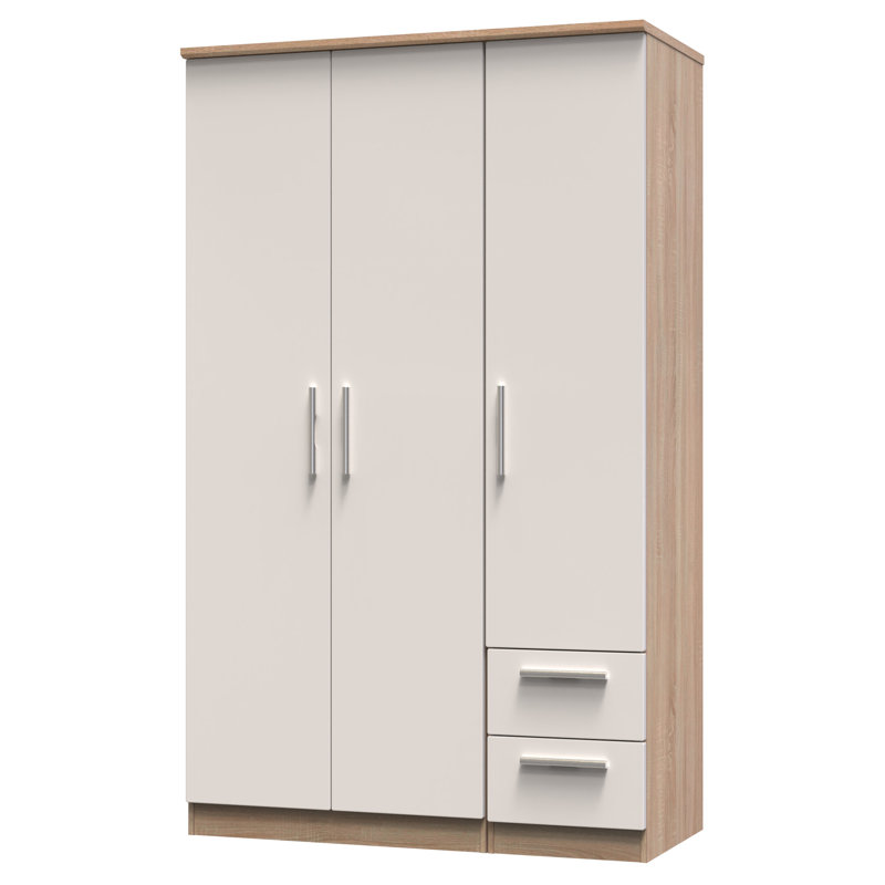 Borgeson Manufactured Wood Wardrobe, Kashmir Gloss/Bardolino Oak