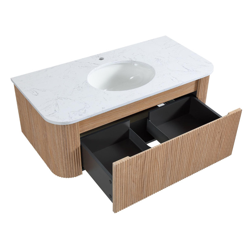 Meuble-lavabo mural avec lavabo et tiroirs, 42