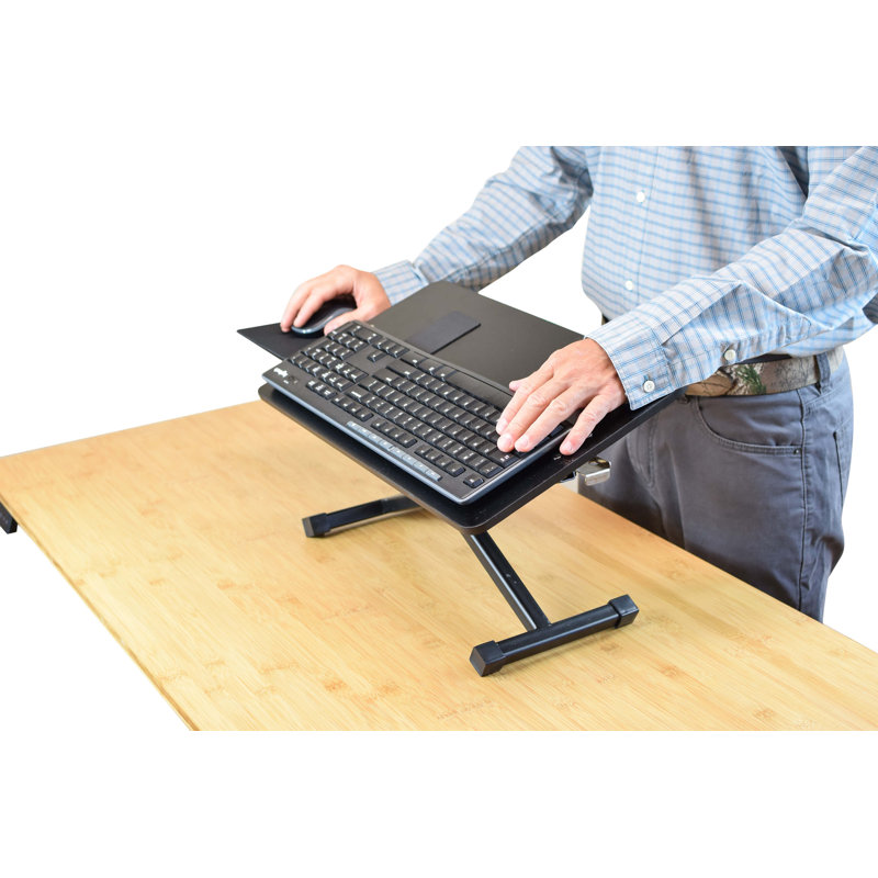 Adjustable Black Metal Ergonomic Keyboard Stand with Mouse Pad
