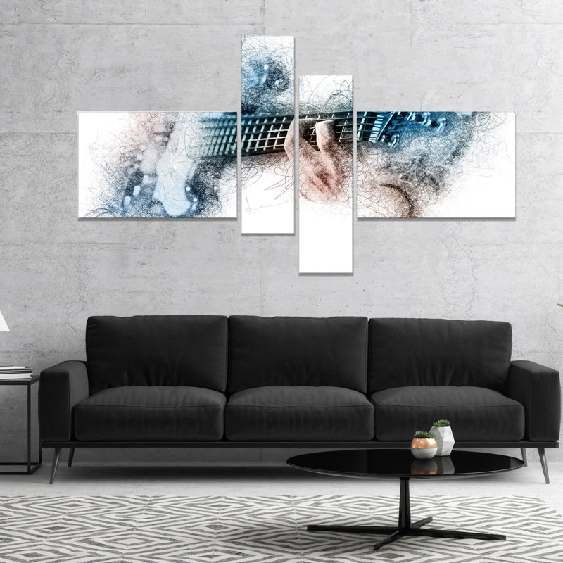 « man playing a guitare aquarelle », impression à multiples images sur toile