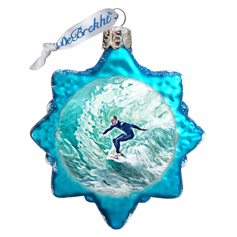 Surfer Keepsake Glass Ornament