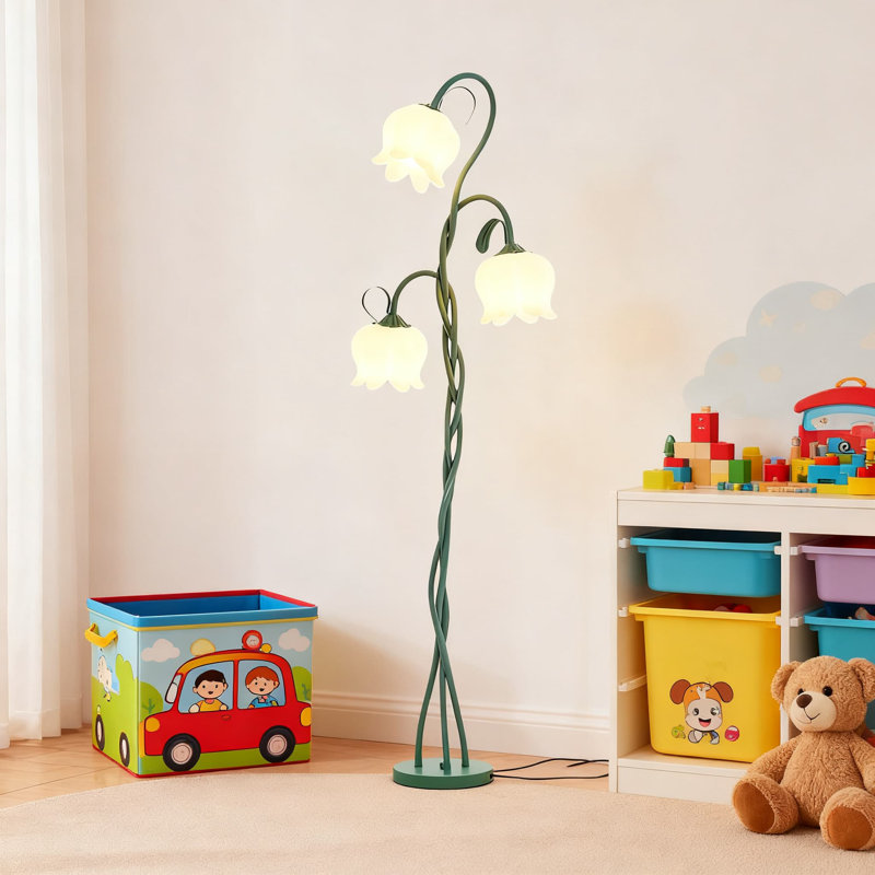 Lampe rétro sur pied avec 3 têtes réglables, 3 réglages de température de couleur, conception à col de cygne flexible et ampoule E26 pour le décor du salon et de la chambre à coucher