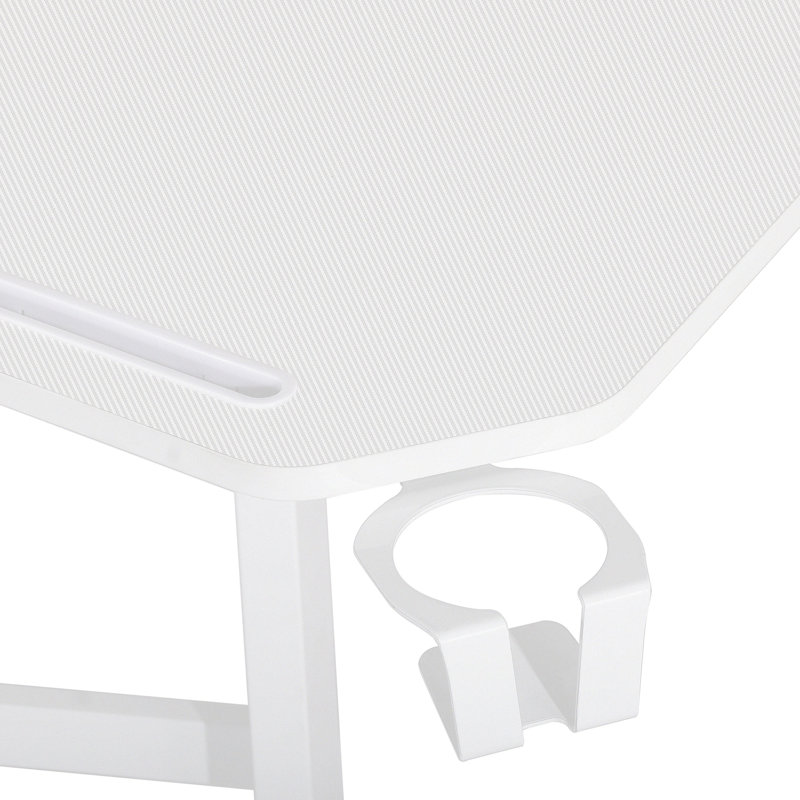 Game table with bookshelf and accessory shelf, White