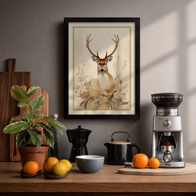 Woodland Deer Botanical - Framed Print