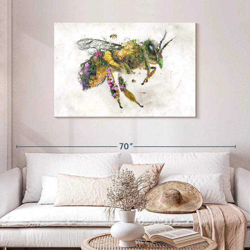 Abeille à miel Brampt, surréalisme naturel, H 30 po x l 45 po