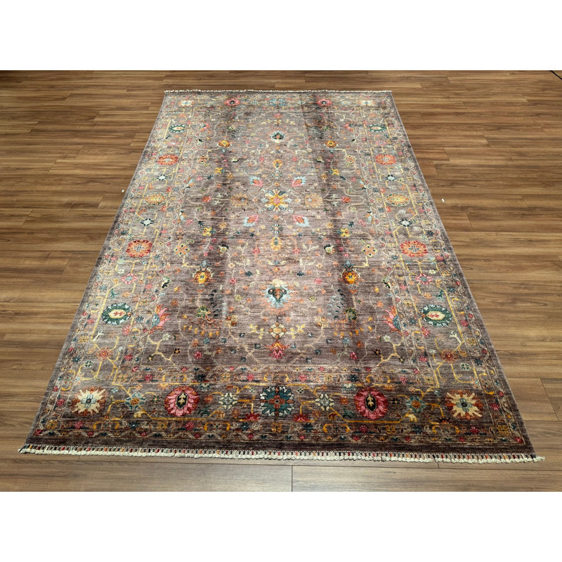 Tapis en laine et coton brun noué à la main Original Original