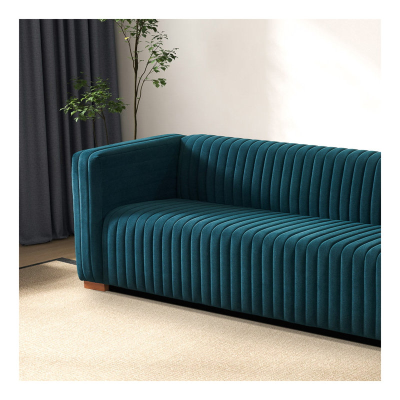 Canapé Elara - Velours, Bleu foncé / turquoise