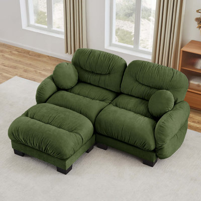 Ergonomic Chenille Modular Sofa with Pleated Backrest and Curved Armrests