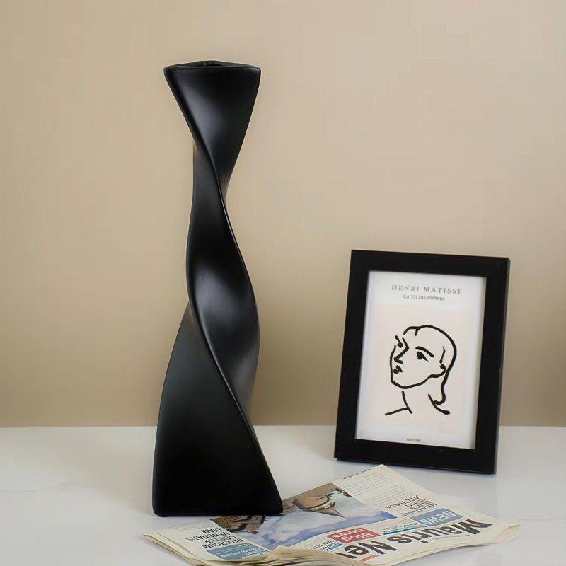 Carlus Handmade Ceramic Table Vase, Black
