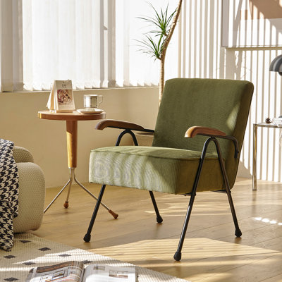 Pattern Colourful Fabric Armchair, Modern High Back Accent Chair with Metal Legs and Soft Padded for Living Room, Home Office, Bedroom, Dining Room