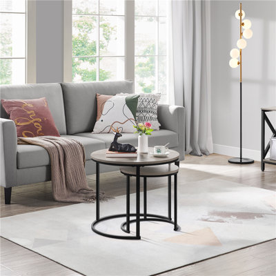 2 Piece Coffee Table Set Wood Nesting Table