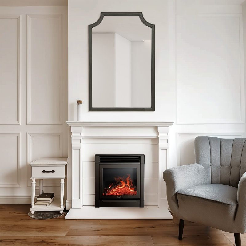 Wood Frame Accent Wall Mirror for Bathroom Bedroom, 36" x 24", Black