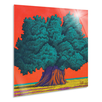Red Background Tree 1 Piece Painting