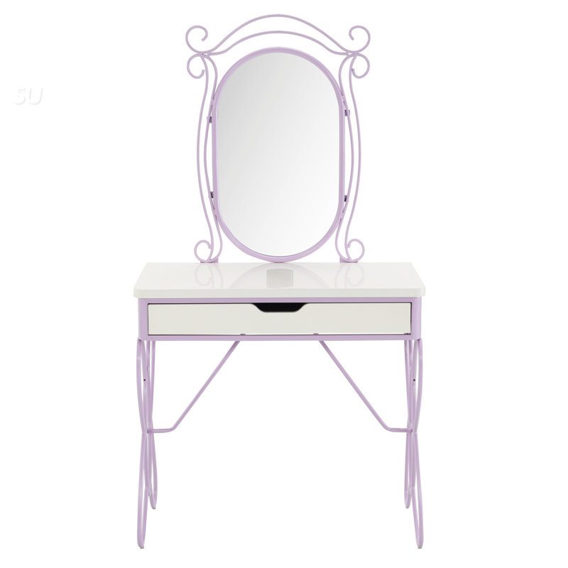 Ensemble de meuble-lavabo élégant en forme de papillon avec une finition en cuir synthétique blanc et clair, comprenant une table spacieuse et un tabouret élégant
