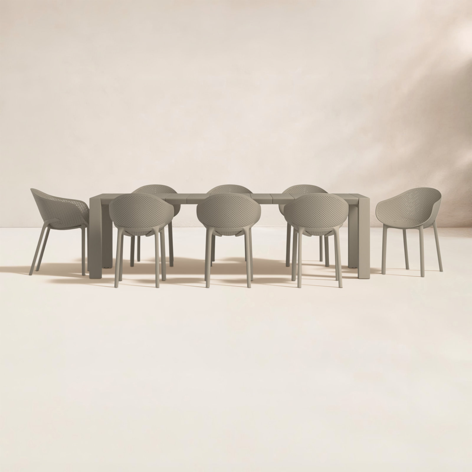 Farrah 102" Patio Dining Set, Taupe