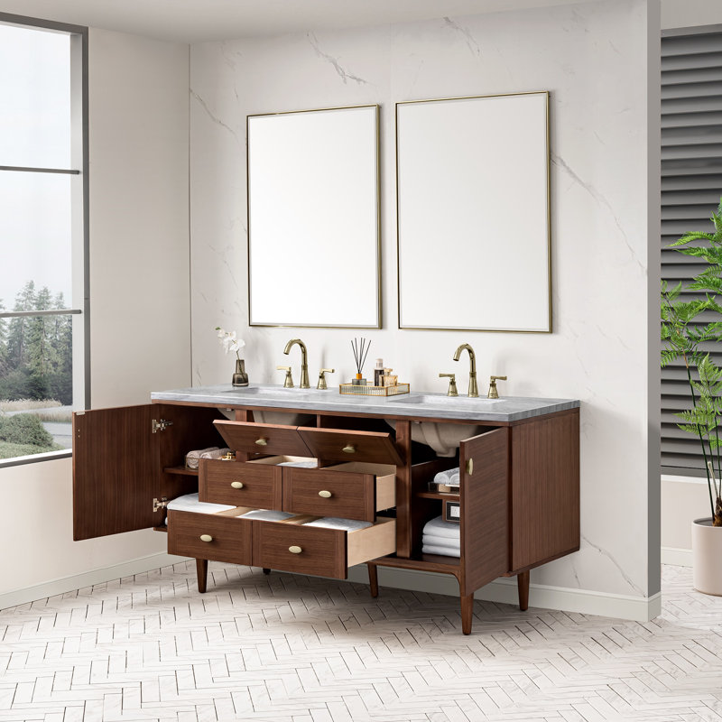 Amberly 72'' W Double Vanity, Eternal Jasmine Pearl, 8" Widespread