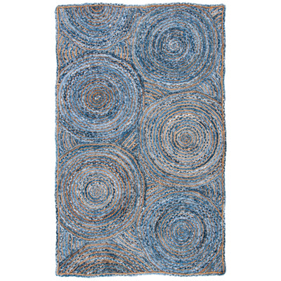 Tapis bleu / gris tissé à la main Glowacki