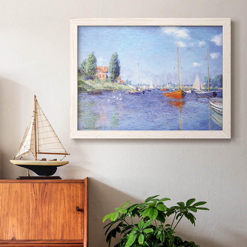 Argenteuil. Yacht, 1875 03, reproduction d'art encadrée sur toile par Claude Monet, Blanc, H 18 po x l 26 po x P 1,5 po