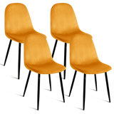 Chaises modernes en velours avec pieds en métal George Oliver pour salon, chambre à coucher, restaurant, salle à manger, ensemble de 4, jaune