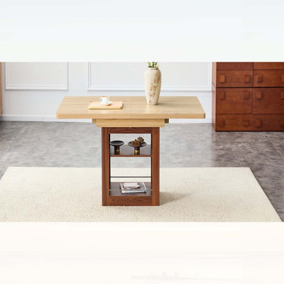 Table de salle à manger extensible avec rangement, longueur réglable de 150 à 180 cm pour 4 à 8 personnes, structure robuste en MDF couleur noyer pour cuisines et salles à manger modernes