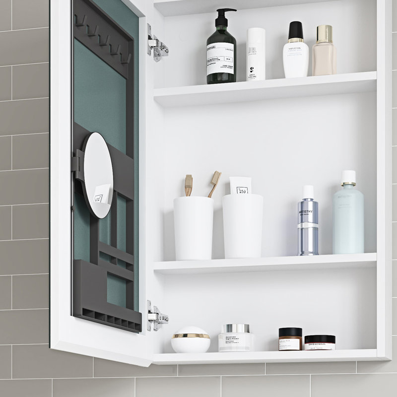 Armoire à pharmacie de salle de bain 20 po x 30 po - Miroir biseauté, intérieur spacieux, bois d'ingénierie, porte coulissante, ouverture à gauche, armoire blanche l 20 po x H 30 po avec rangement spacieux