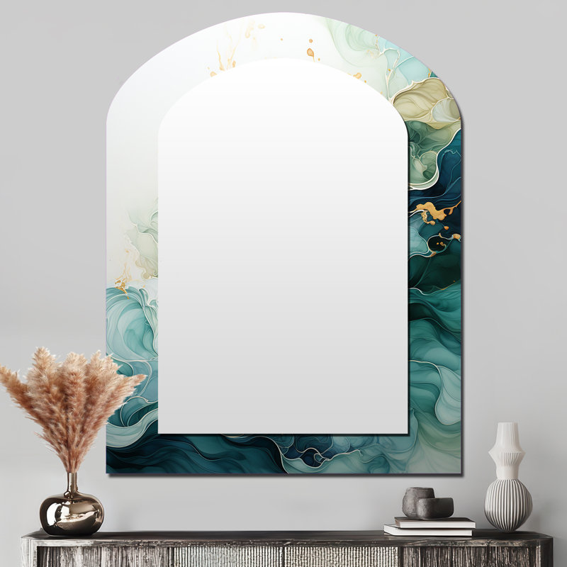 Teal or Minimalisme Serenity In Motion - miroir arqué minimaliste, 43 po x 33 po