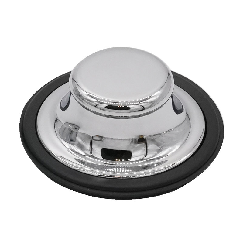 Post Style Kitchen Sink Basket Strainer with Waste Disposal Flange and Stopper Set, Polished Chrome