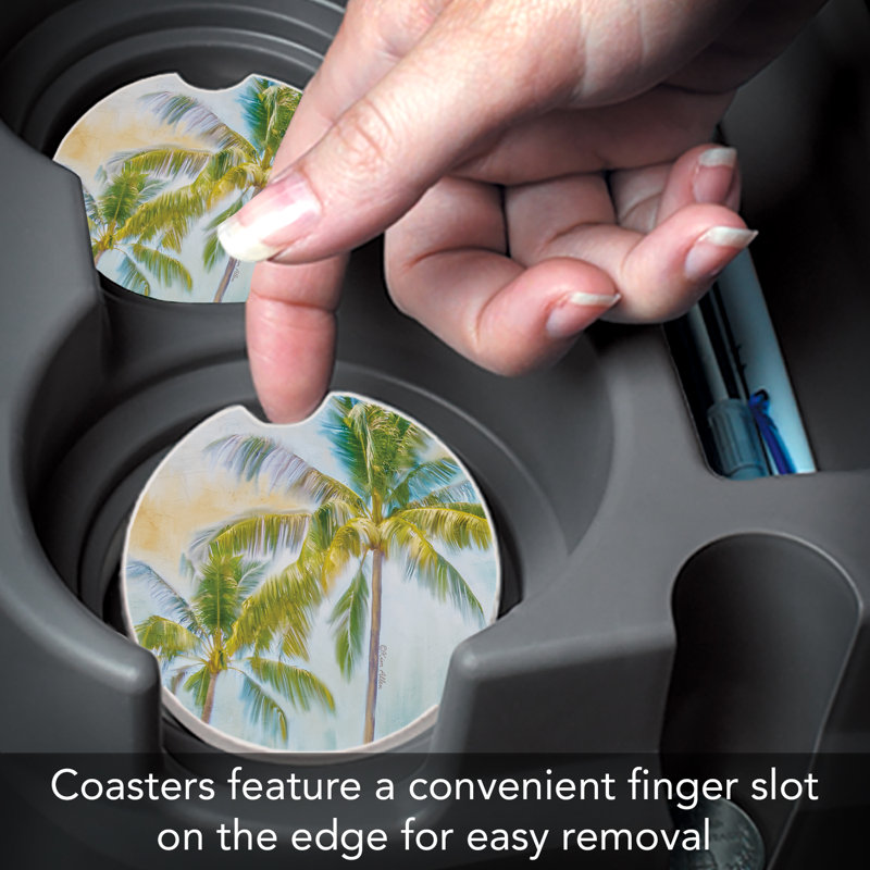 Ensemble de 2 sous-verres de voiture en pierre Sunset Palms