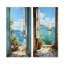 Bateau à voile vue sur l'océan II - ensemble de 2 fenêtres murales côtières-102582869-102582866