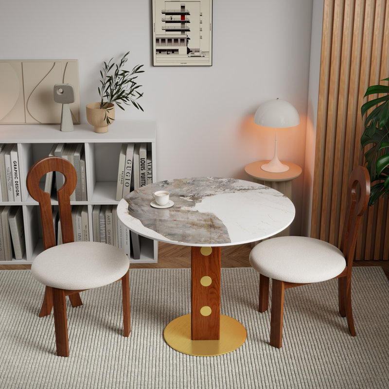 Round Double-person Sintered Top Dining Table Set