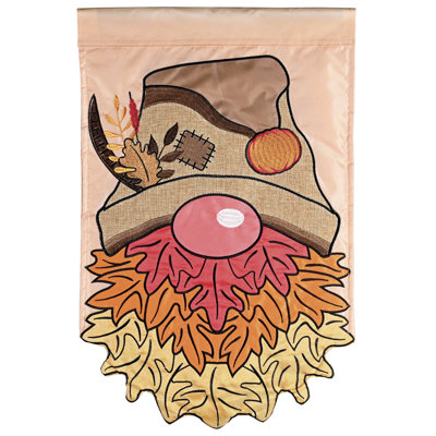 Drapeau, feuilles d'automne, gnome