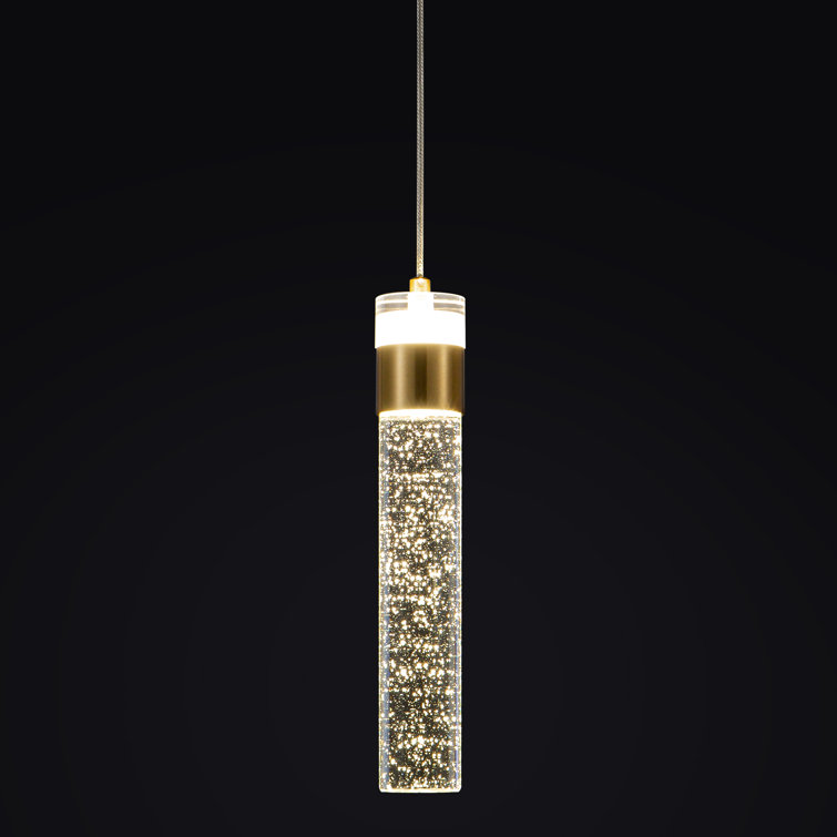 1- Light Kitchen Island Crystal LED Cylinder Pendant